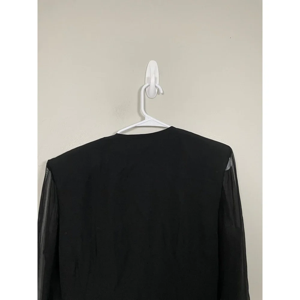 Vintage 90s Joseph Ribkoff Black Double Breasted Mesh Sleeve Blazer